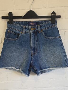 Cavalli Class Blue Denim Raw-Hem Jean Shorts